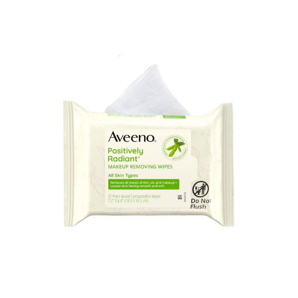 Aveeno Calm + Restore Unscented Makeup Remover Wipes, Fragrance-Free, 25 Ct