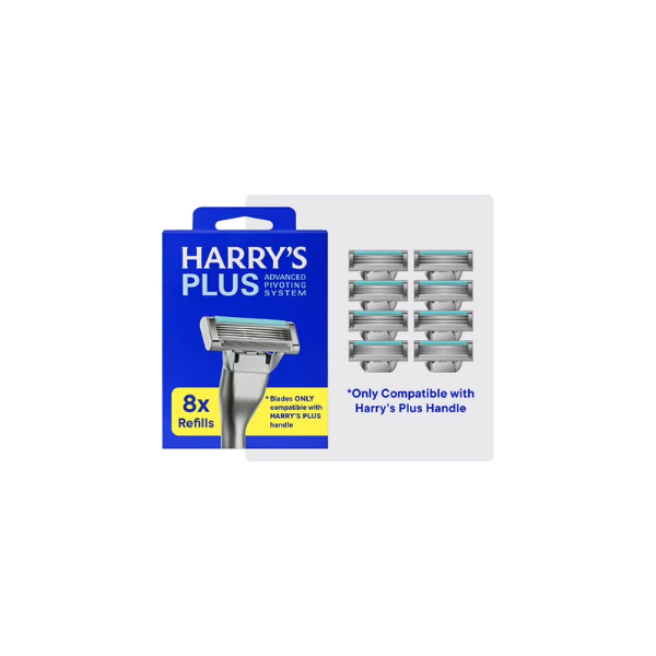 Harry's Plus Men's Razor Blade Refill Cartridges, 8 Count