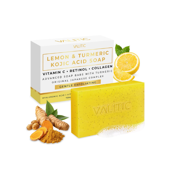 VALITIC Lemon Turmeric Soap for Dark Spots with Kojic Acid, 1 Pack