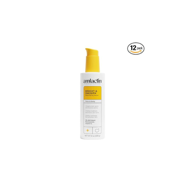 Amlactin Bright & Smooth Resurfacing Serum, Lactic Acid, 8 Ounce (Pack of 12)