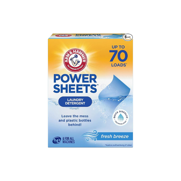 ARM & HAMMER Power Sheets Laundry Detergent, Fresh Breeze, 35 Count (Pack of 6)