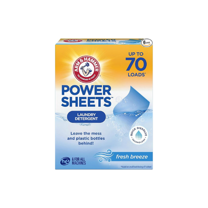 ARM & HAMMER Power Sheets Laundry Detergent, Fresh Breeze, 35 Count (Pack of 6)