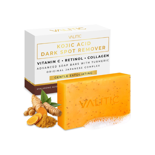 VALITIC Kojic Acid and Turmeric Soap for Dark Spots, Face and Body, 1 Pack