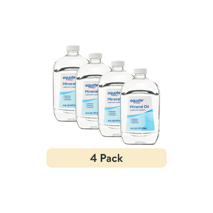 (4 pack) Equate Mineral Oil Lubricant Laxative Liquid for Constipation, 16 fl oz (474mL)