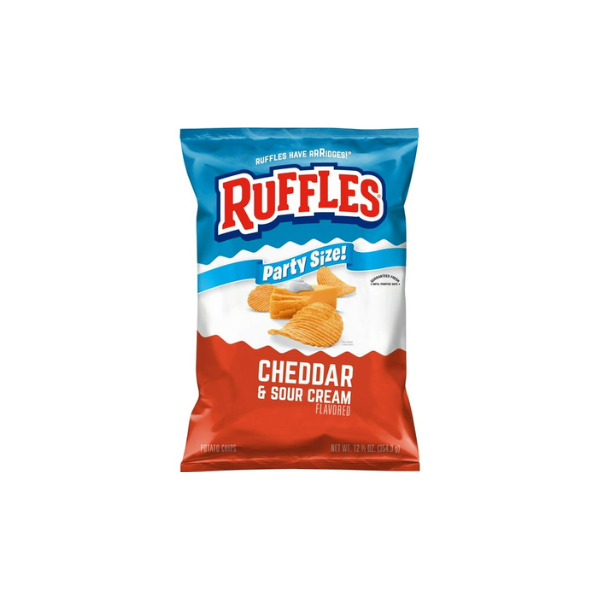 Ruffles Cheddar & Sour Cream Potato Snack Chips, Party Size, 12.5 oz Bag