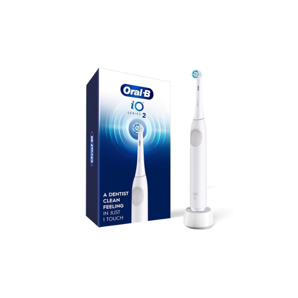 Oral-B Toothbrush, iO Series 2 Rechargeable Electric Toothbrush for Adults & Kids 3+, Pure White, 1 Gentle Care Brush Head