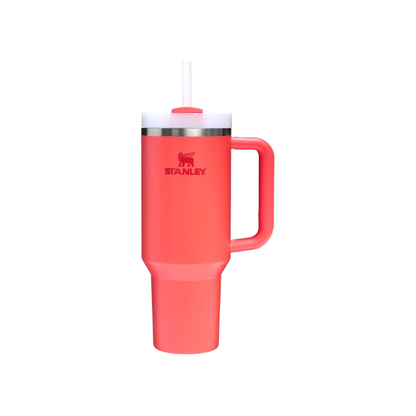 Stanley Quencher H2.0 Tumbler with Handle and Straw 40 oz | Flowstate 3-Position Lid | Cup Holder Compatible for Travel | Insulated Stainless Steel Cup | BPA-Free | Hot Coral