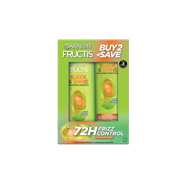 Garnier Fructis Sleek & Shine Shampoo and Conditioner for Frizzy Dry Hair, 1 kit