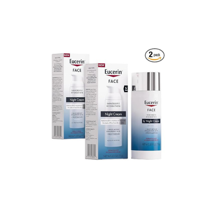 Eucerin Face Immersive Hydration Night Cream with Hyaluronic Acid and Provitamin B5,Ultra-Lightweight Face Moisturizer Smooths Fines Lines and Wrinkles,2.5 Oz Bottle,(Pack of 2)