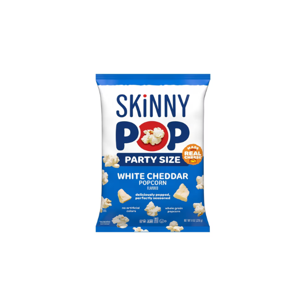 SKINNYPOP Gluten-Free White Cheddar Popcorn Snack, 8 oz Bag