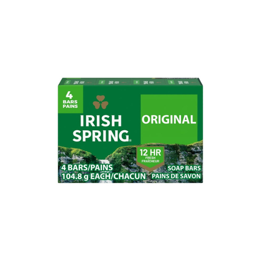 Irish Spring Original Deodorant Bar Soap for Men, With Flaxseed Oil, 3.7 oz Bar (4 Pack)