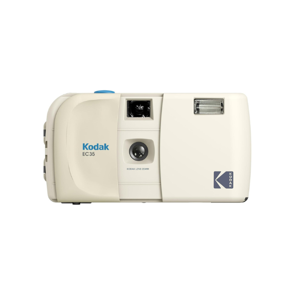 KODAK EC35 35mm Film Camera 35mm, Reusable, Focus-Free, Built-in Flash, Slide Cover, Beginner Friendly (Film & AA Battery are not Included) (Single, Vanilla White)