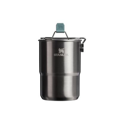 Stanley Wildfare Go 4-Piece Stainless Steel Two Cup Cook Set | 32 oz Pot and Lid with Fold & Lock Handle | 2 Stacking Cups | Camping Essentials for Your Camp Kitchen | BPA-Free | Shale + Charcoal