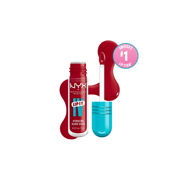 NYX Professional Makeup Lip IV Hydrating Lip Oil & Stain with Coconut Water, Cherry Drenched, 0.16 fl oz