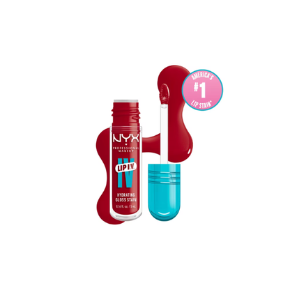 NYX Professional Makeup Lip IV Hydrating Lip Oil & Stain with Coconut Water, Cherry Drenched, 0.16 fl oz