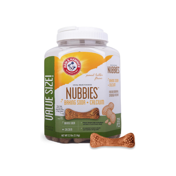 Arm & Hammer Nubbies Dental Treats Value Bucket, Peanut Butter, 139 Count
