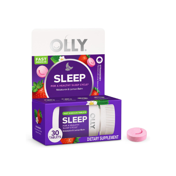 OLLY Sleep Fast Dissolves, 3mg Melatonin, Lemon Balm- 30 Count