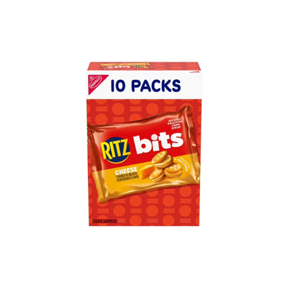 RITZ Bits Cheese Sandwich Crackers, Lunch Snacks for Kids and Adults, 10 Snack Packs