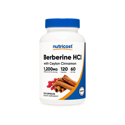 Nutricost Berberine HCl with Ceylon Cinnamon Capsules (120 Capsules)