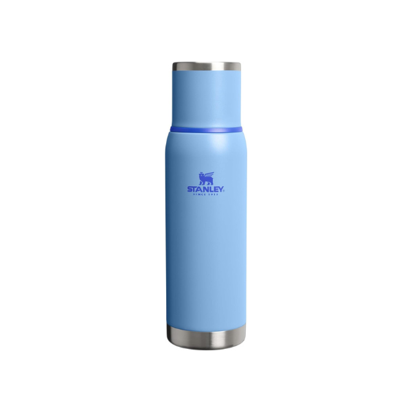Stanley Adventure-To-Go Vacuum Bottle 1.1 qt | Wide Mouth with Leakproof Cup Lid | Keep Drinks Hot or Cold | Packable for Travel | Insulated Stainless Steel Thermal Bottle | BPA-Free | Blue Sky