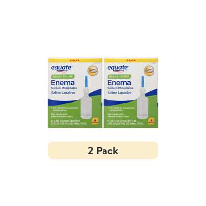 (2 pack) Equate Enema Sodium Phosphates Saline Laxative, 4.5 fl. oz., 6 Count