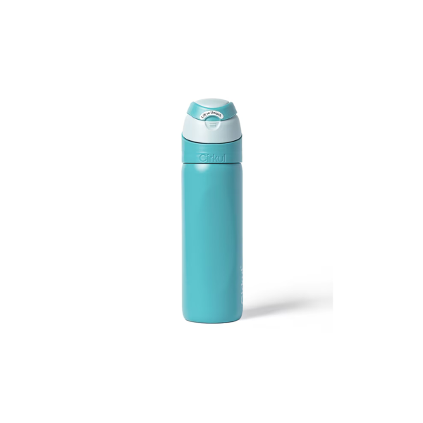 Cirkul 26oz StrawSip Flip Water Bottle, Stainless Steel, Double Wall Insulated, Pacific (Blue)