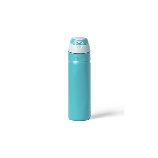 Cirkul 26oz StrawSip Flip Water Bottle, Stainless Steel, Double Wall Insulated, Pacific (Blue)