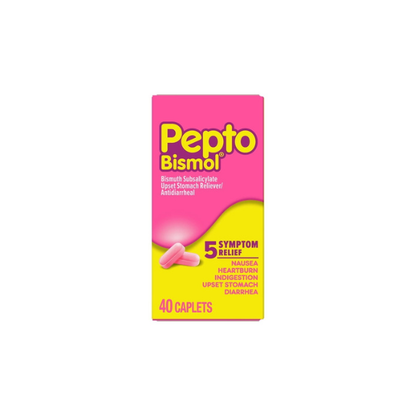 Pepto Bismol Caplets, Upset Stomach Relief, Stomach Relief, Anti-Diarrheal, 40 Count