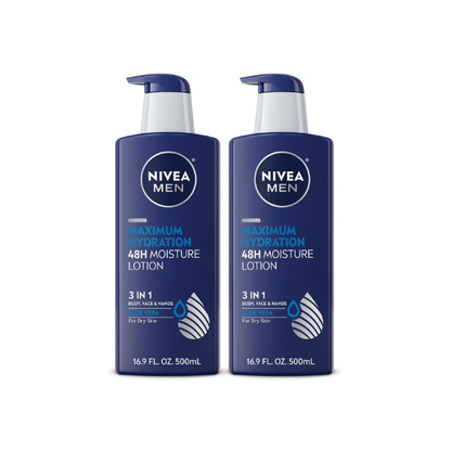 NIVEA MEN Maximum Hydration Body Lotion, Value Pack, 2 x 16.9 FL OZ