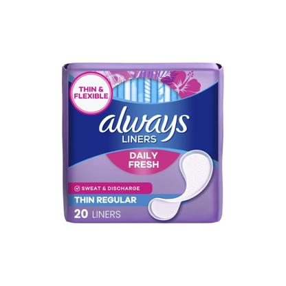 Always Thin No Feel Protection Daily Liners Regular Absorbency Unscented, 20 Count
