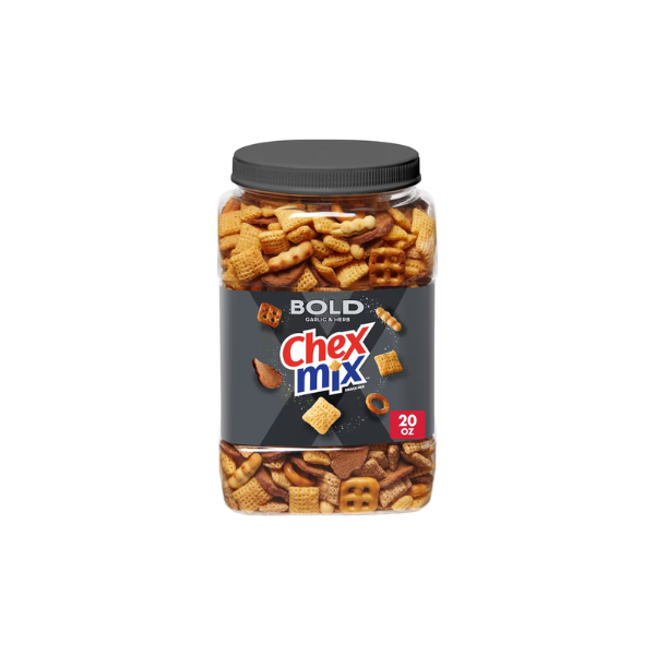 Chex Mix Bold Garlic and Herb Snack Mix, Salty Snacks Tub, 20 oz
