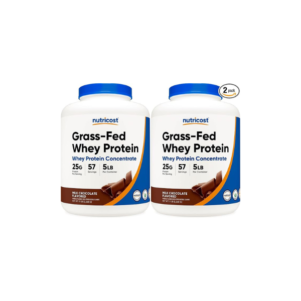 Nutricost Grass-Fed Whey Protein Concentrate Powder (Chocolate) 5LBS (Pack of 2)