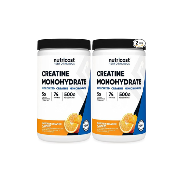 Nutricost Creatine Monohydrate Powder (Mandarin Orange, 500 Gram) - Micronized Creatine Supplement - Vegan, Non-GMO, Gluten Free (Pack of 2)