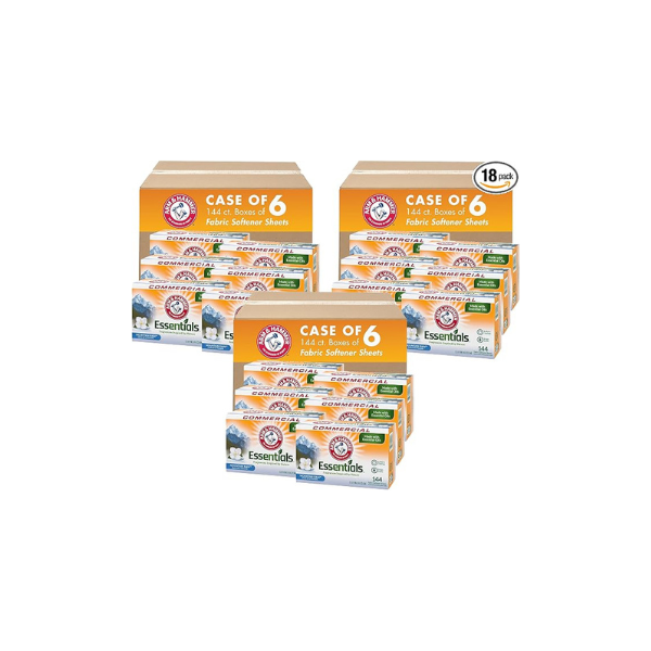 Arm & Hammer - CDC 14995 3320000102 Essentials Dryer Sheets, Mountain Rain, Box of 144 Sheets (Case of 6 Boxes) (Pack of 3)