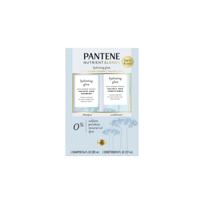 Pantene Shampoo and Conditioner Hydrating Glow, Sulfate-free with Baobab Essence, 9.6 fl oz+ 8 fl oz