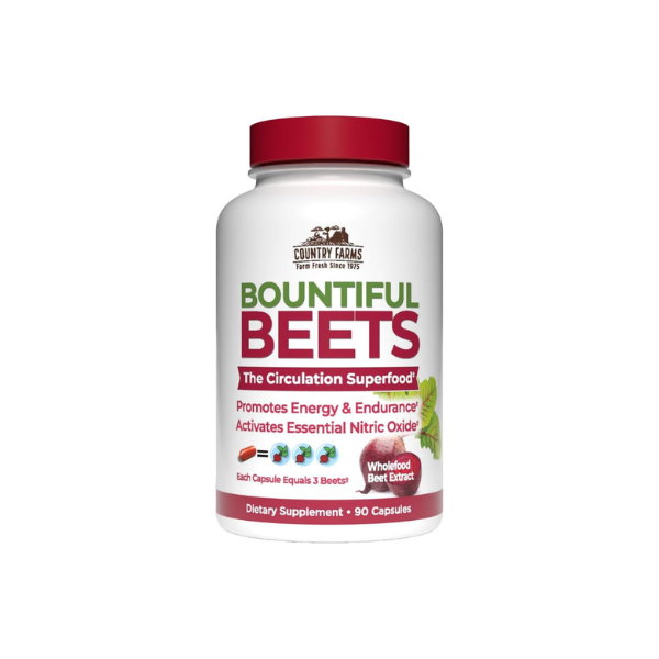 Country Farms Bountiful Beets Capsules, Wholefood Beet Extract Superfood, Natural Nitric Oxide Booster, Beet Root Powder, Circulation and Immune Support, 90 Count, 90 Servings