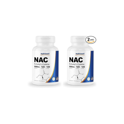 Nutricost N-Acetyl L-Cysteine (NAC) 600mg, 120 Vegetarian Capsules - GMO-Free, Gluten Free, Vegetarian Caps (Pack of 2)