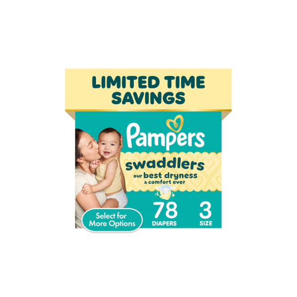 Pampers Swaddlers Fragrance Free Baby Diapers Size 3, 78 Count (Select for More Options)