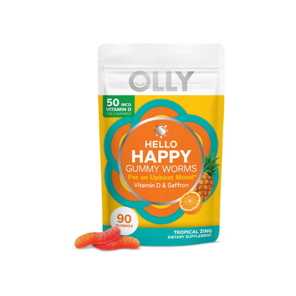 OLLY Hello Happy, Mood Support Gummies for Adults*, Vitamin D - 90 Count
