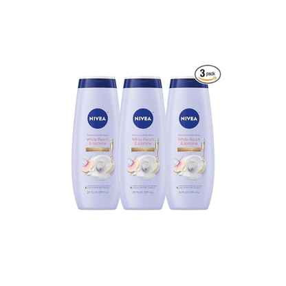 NIVEA Refreshing White Peach and Jasmine Body Wash, Multipack, 3 x 20 FL OZ
