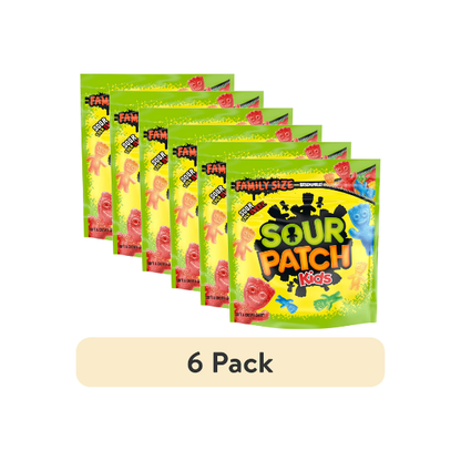 (6 pack) SOUR PATCH KIDS Soft & Chewy Gummy Candy, Family Size, Bulk Candy, 1.8 lb