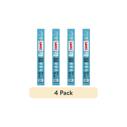 (4 pack) Chomps Grass-Fed and Finished Sea Salt Beef Jerky Meat Snack, 1.15oz Stick