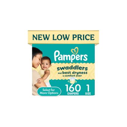 Pampers Swaddlers Fragrance Free Baby Diapers Size 1, 160 Count (Select for More Options)