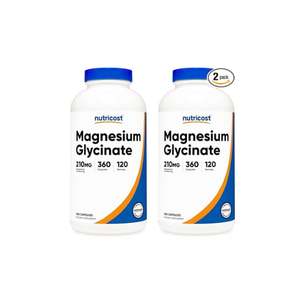 Nutricost Magnesium Glycinate Capsules (360 Capsules, 210 mg Per Serving) - Magnesium Glycinate Supplement for Gentle Absorption (Pack of 2)