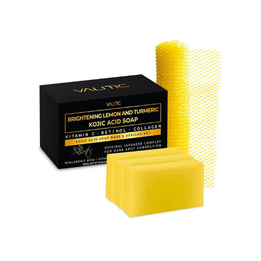 VALITIC Brightening Lemon Turmeric Kojic Acid Soap for Dark Spots, 3 Pack