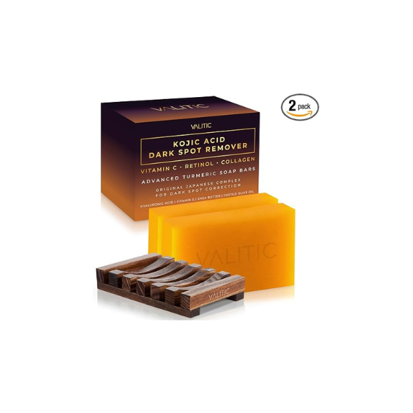 VALITIC Kojic Acid Dark Spot Remover Soap Bars, Turmeric Bar Soaps 2 Pack