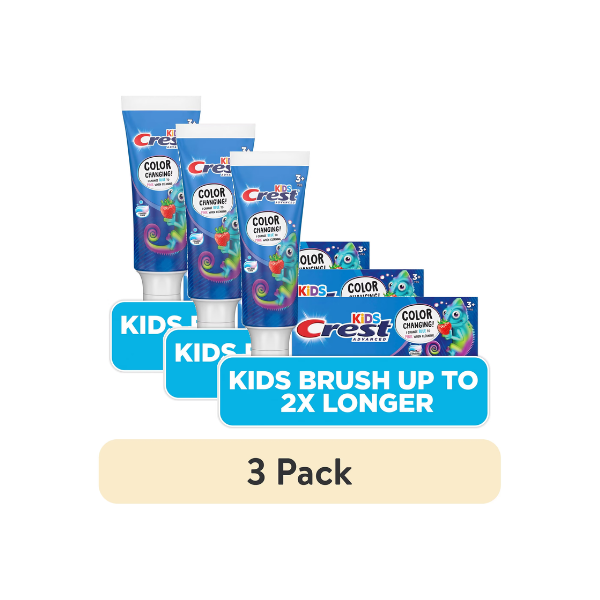 (3 pack) Crest Toothpaste, Advanced Kid's Fluoride Toothpaste, Strawberry Flavor, 4.2 oz, Ages 3+