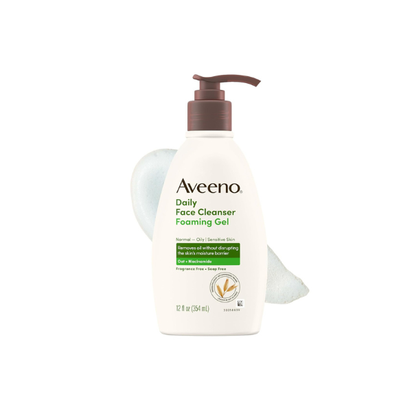 Aveeno Daily Foaming Gel Facial Cleanser, Fragrance Free, 12 fl. oz
