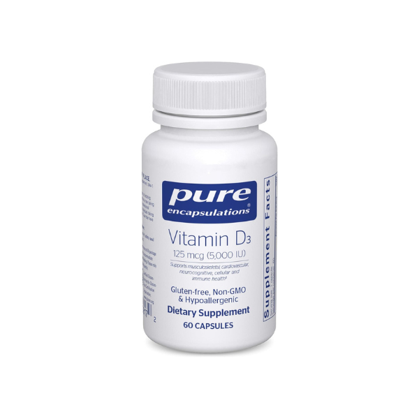 Pure Encapsulations Vitamin D3 125 mcg (5,000 IU), 60 Capsules