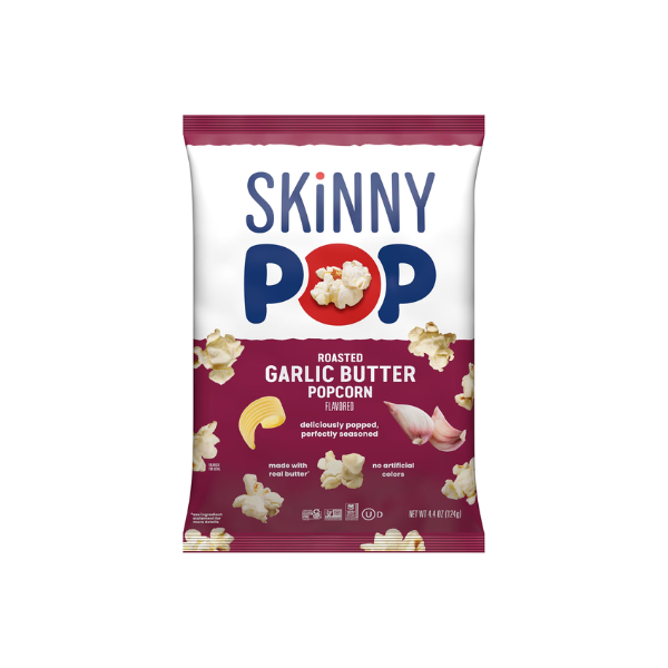 SKINNYPOP Roasted Garlic Butter Flavored, Gluten Free Popcorn Bag, 4.4 oz